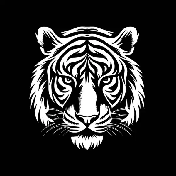 Tiger Svart Och Vit Vektor Illustration — Stock vektor