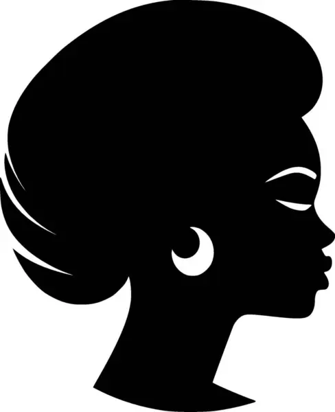 stock vector Black woman - black and white isolated icon - vector illustration