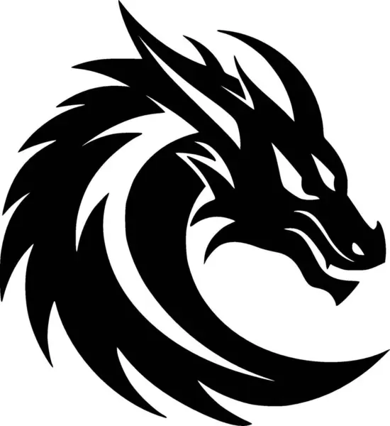 stock vector Dragon - black and white vector illustration