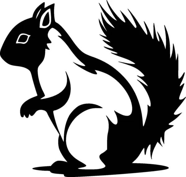 Squirrel Black White Isolated Icon Vector Illustration — Stock Vector