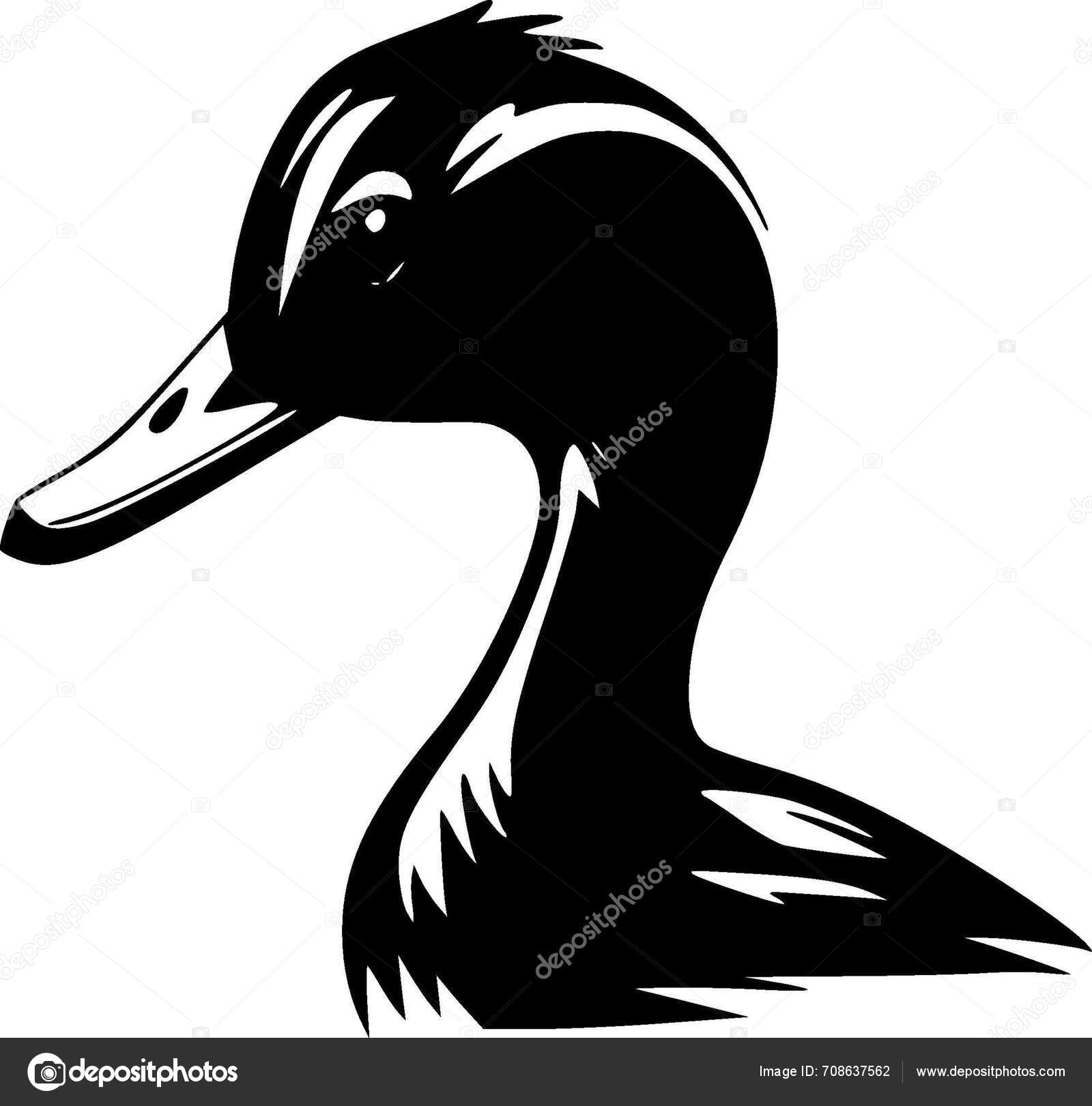 Duck Black White Vector Illustration Stock Vector by ©CreativeOasis