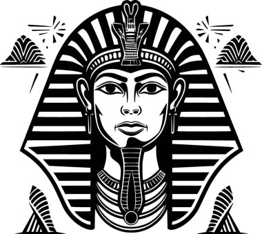 Mısır - siyah ve beyaz vektör illüstrasyonu