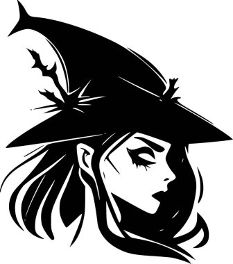 Witch - black and white isolated icon - vector illustration clipart