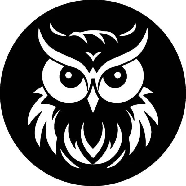 Owl Black White Isolated Icon Vector Illustration — Stock Vector