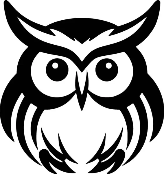 Owl Baby Black White Isolated Icon Vector Illustration — Stock Vector