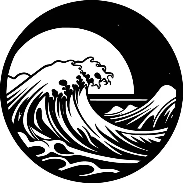Ocean Minimalistisk Fladt Logo Vektorillustration – Stock-vektor