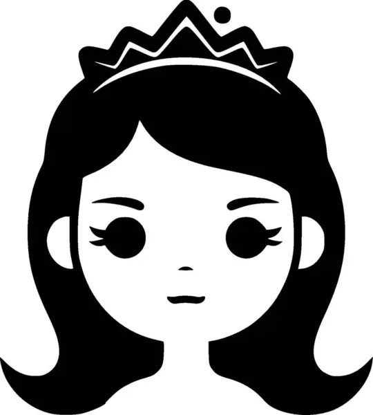 Prinsesse Sort Hvidt Isoleret Ikon Vektorillustration – Stock-vektor