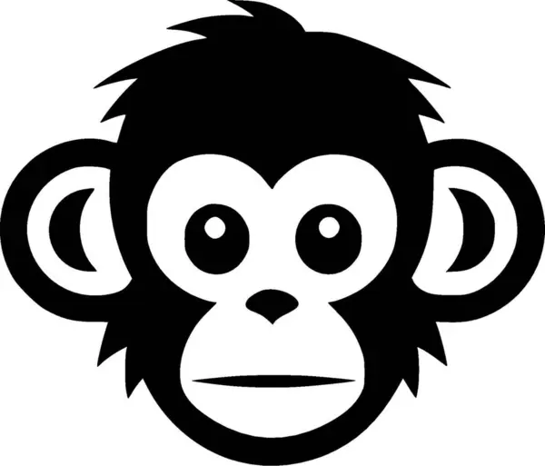 Monkey Black White Vector Illustration — Stock Vector