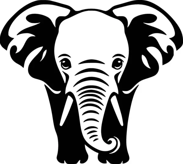 Elefante Bebé Ilustración Vectorial Blanco Negro — Vector de stock