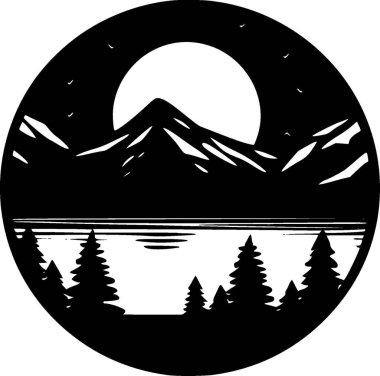 Göl - minimalist ve düz logo - vektör illüstrasyonu