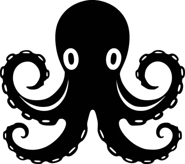 Octopus Logotipo Minimalista Plano Ilustração Vetorial —  Vetores de Stock