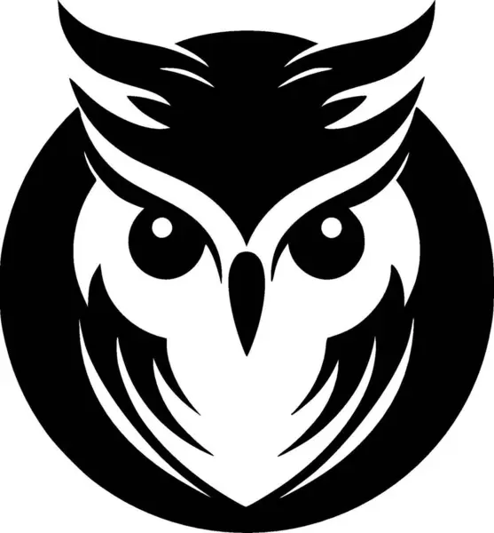 Gufo Logo Minimalista Piatto Illustrazione Vettoriale — Vettoriale Stock