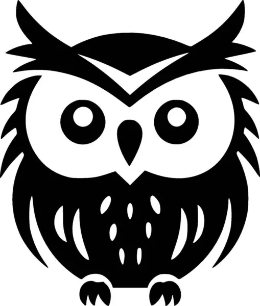 Owl Baby Black White Isolated Icon Vector Illustration — Stock Vector
