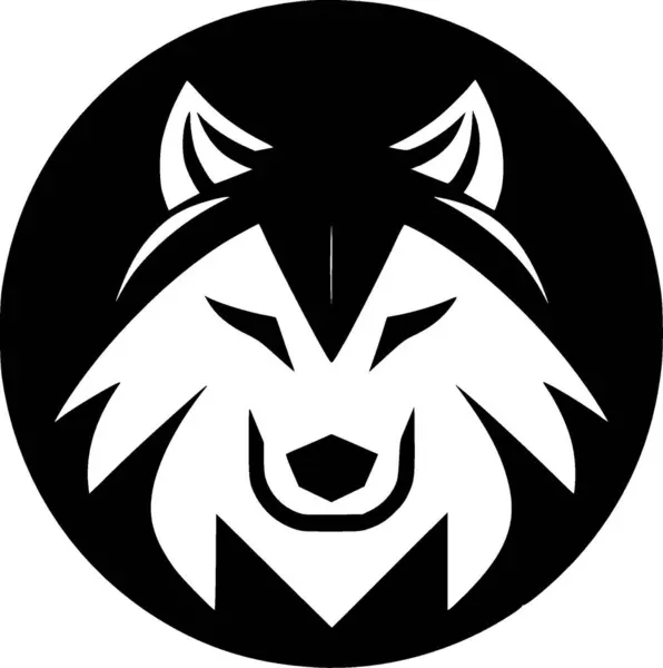 Wolf Illustration Vectorielle Noir Blanc — Image vectorielle