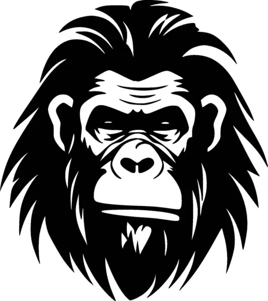 Chimpanzee 简约和平面标识 矢量插图 — 图库矢量图片