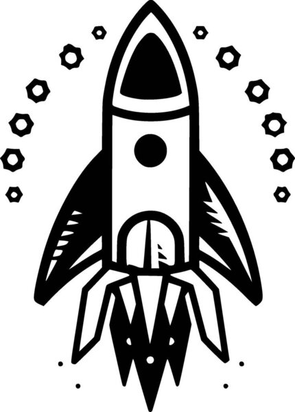 Rocket - black and white isolated icon - vector illustration