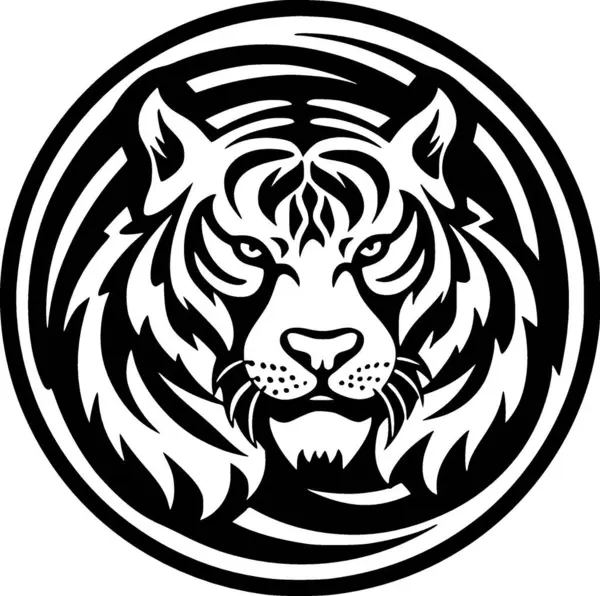 Тигр Чорно Біла Векторні Ілюстрації — стоковий вектор
