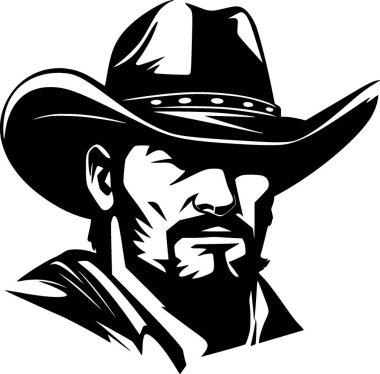 Cowboy - black and white isolated icon - vector illustration clipart