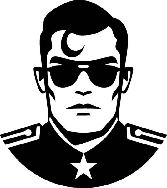 Military - black and white isolated icon - vector illustration