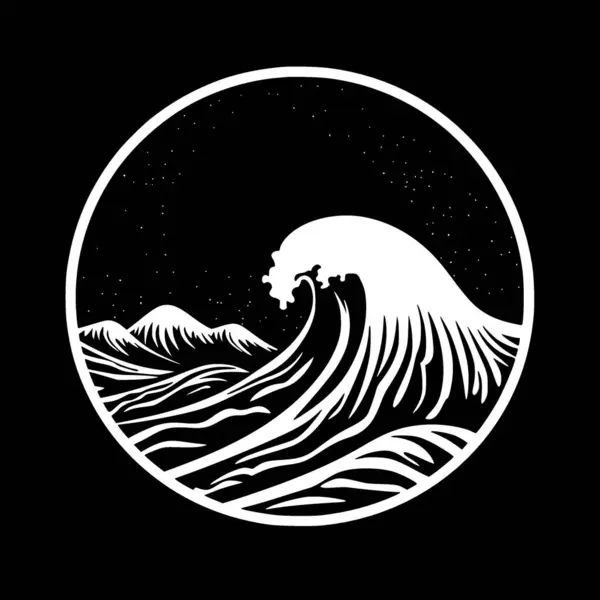 Океан Чорно Біла Ізольована Ікона Векторні Ілюстрації — стоковий вектор