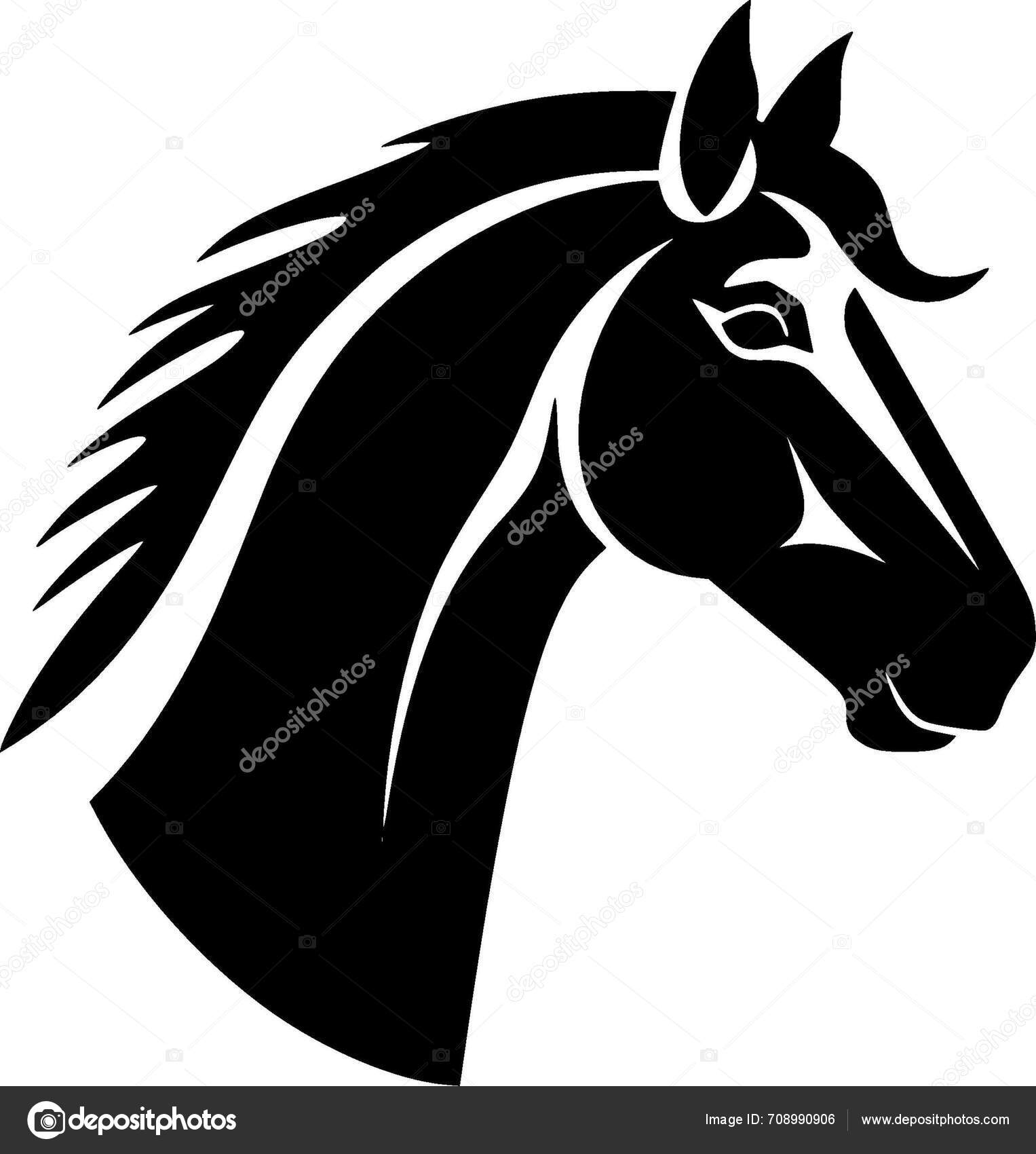 Horse Black White Vector Illustration Stock Vector by ©CreativeOasis
