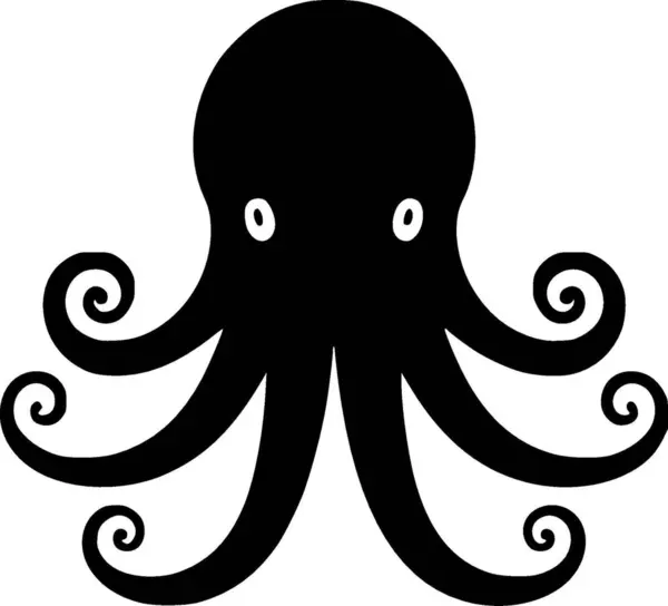 Octopus Logotipo Minimalista Plano Ilustração Vetorial —  Vetores de Stock