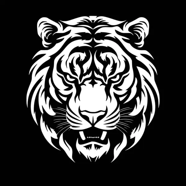 Tigris Fekete Fehér Elszigetelt Ikon Vektor Illusztráció — Stock Vector