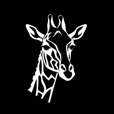 Giraffe - black and white vector illustration clipart