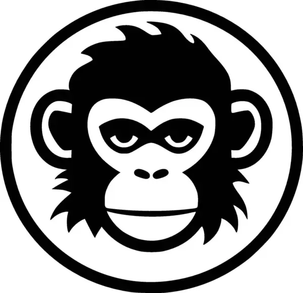 Μαϊμού Μαύρο Και Άσπρο Απομονωμένο Εικονίδιο Διανυσματική Απεικόνιση — Διανυσματικό Αρχείο