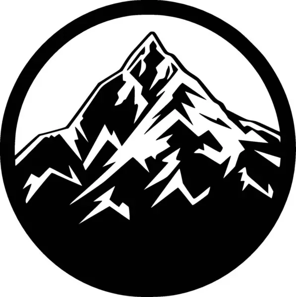 Bjerg Sort Hvidt Isoleret Ikon Vektorillustration – Stock-vektor