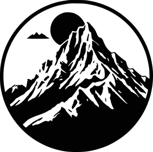 Montagne Logo Minimalista Piatto Illustrazione Vettoriale — Vettoriale Stock