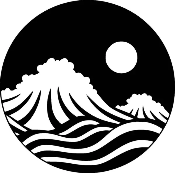 Океан Чорно Біла Ізольована Ікона Векторні Ілюстрації — стоковий вектор