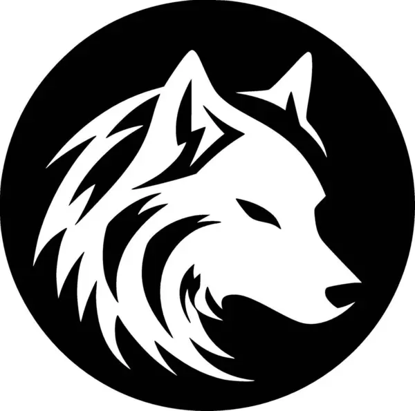 Wolf Musta Valkoinen Vektori Kuva — vektorikuva