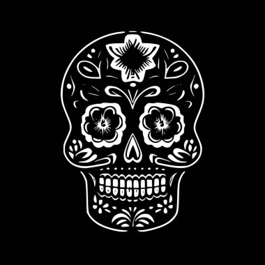 Sugar skull - black and white vector illustration clipart