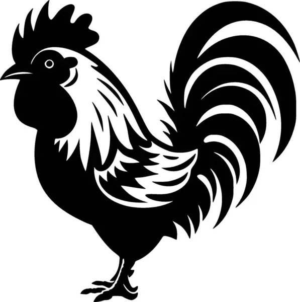 stock vector Rooster - black and white isolated icon - vector illustration