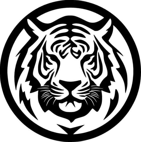 Tigre Icona Isolata Bianco Nero Illustrazione Vettoriale — Vettoriale Stock