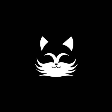 Kedi - siyah ve beyaz izole edilmiş ikon - vektör illüstrasyonu