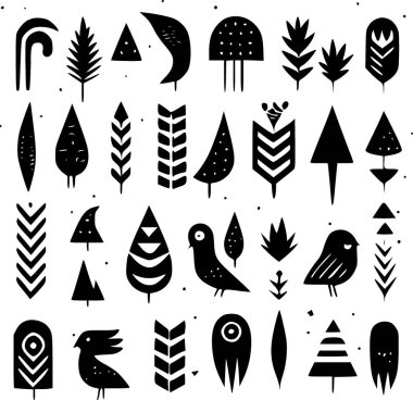 Patterns - black and white vector illustration clipart