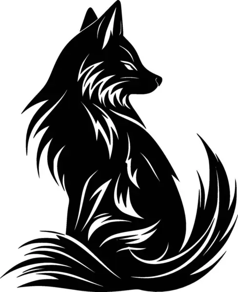 stock vector Fox - black and white vector illustration