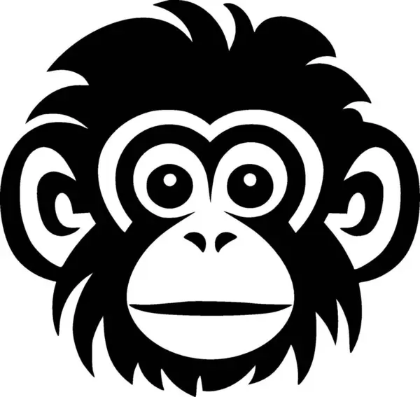 Macaco Ícone Isolado Preto Branco Ilustração Vetorial — Vetor de Stock