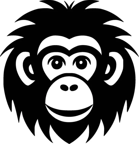 Małpa Czarno Biała Odizolowana Ikona Ilustracja Wektora — Wektor stockowy