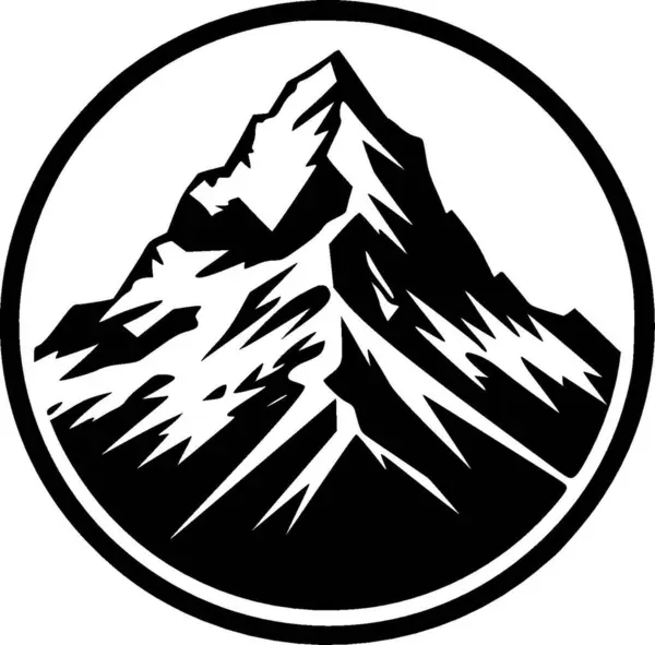 Montagna Icona Isolata Bianco Nero Illustrazione Vettoriale — Vettoriale Stock