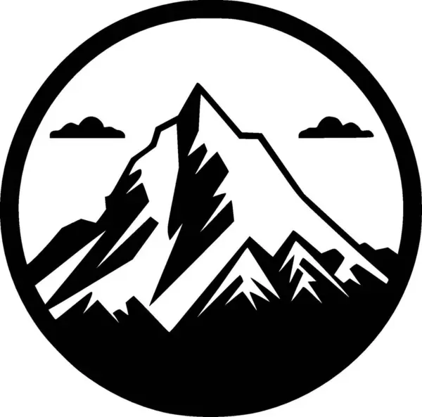 Montagne Illustration Vectorielle Noir Blanc — Image vectorielle