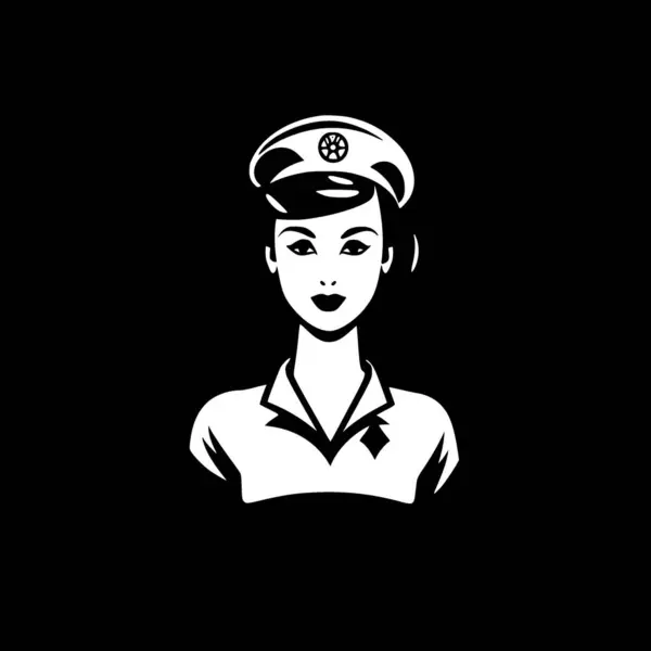 看護師 黒と白のベクターイラスト — ストックベクタ