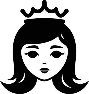 Prenses - siyah beyaz izole edilmiş ikon - vektör illüstrasyonu