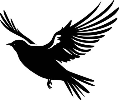 Kuş - siyah ve beyaz vektör çizimi
