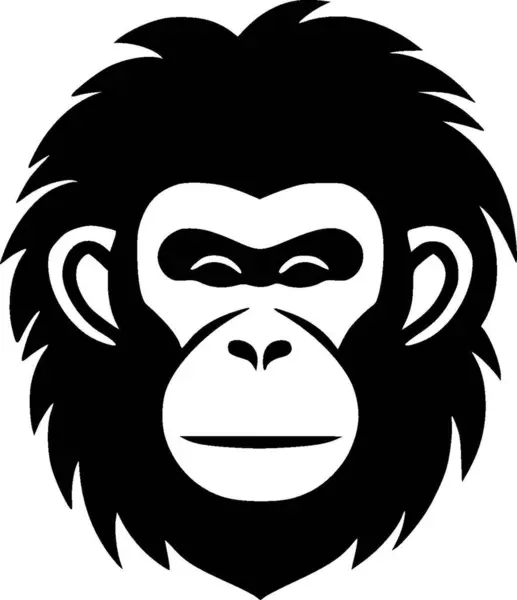 Macaco Ícone Isolado Preto Branco Ilustração Vetorial — Vetor de Stock