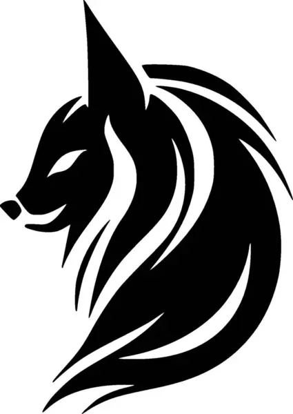 Fox Black White Isolated Icon Vector Illustration — Stock Vector