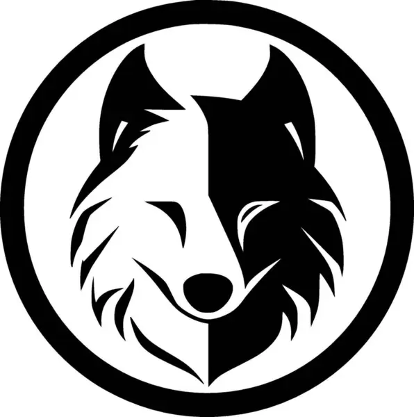 Wolf Logotipo Minimalista Plana Ilustração Vetorial —  Vetores de Stock