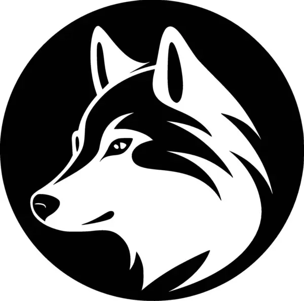 Волк Черно Белая Векторная Иллюстрация — стоковый вектор